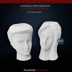 Sevgililer Dokulu Mumluk Şamdan Seti (2 Parça) - Tual Hobi Sanat