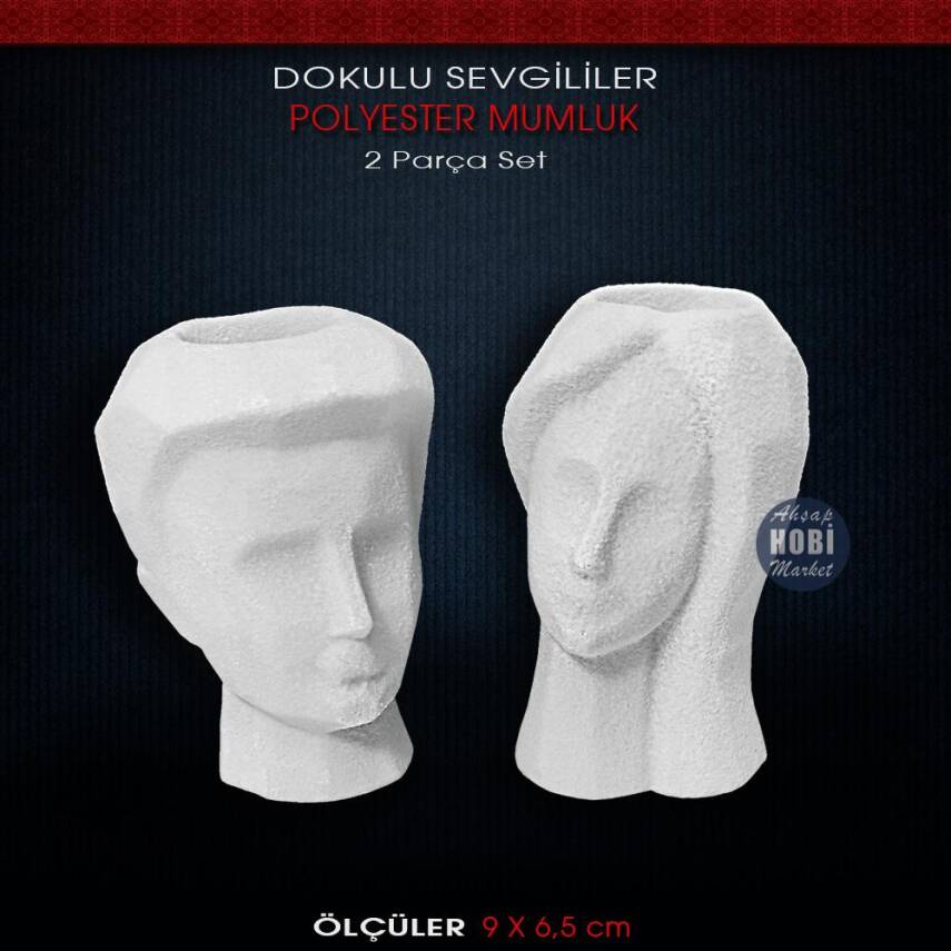 Sevgililer Dokulu Mumluk Şamdan Seti (2 Parça) - 1