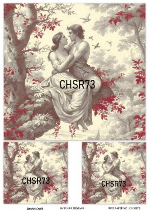 Sevgililer Günü Ağaç ve Sevgili Desenli Pirinç Dekopaj Model : CHSR73 - 1