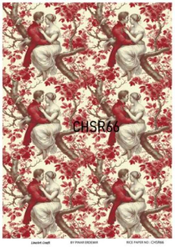 Sevgililer Günü Kırmızı Desenli Pirinç Dekopaj Model : CHSR66 - 1
