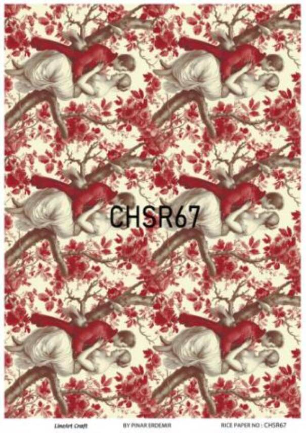 Sevgililer Günü Kırmızı Desenli Pirinç Dekopaj Model : CHSR67 - 1
