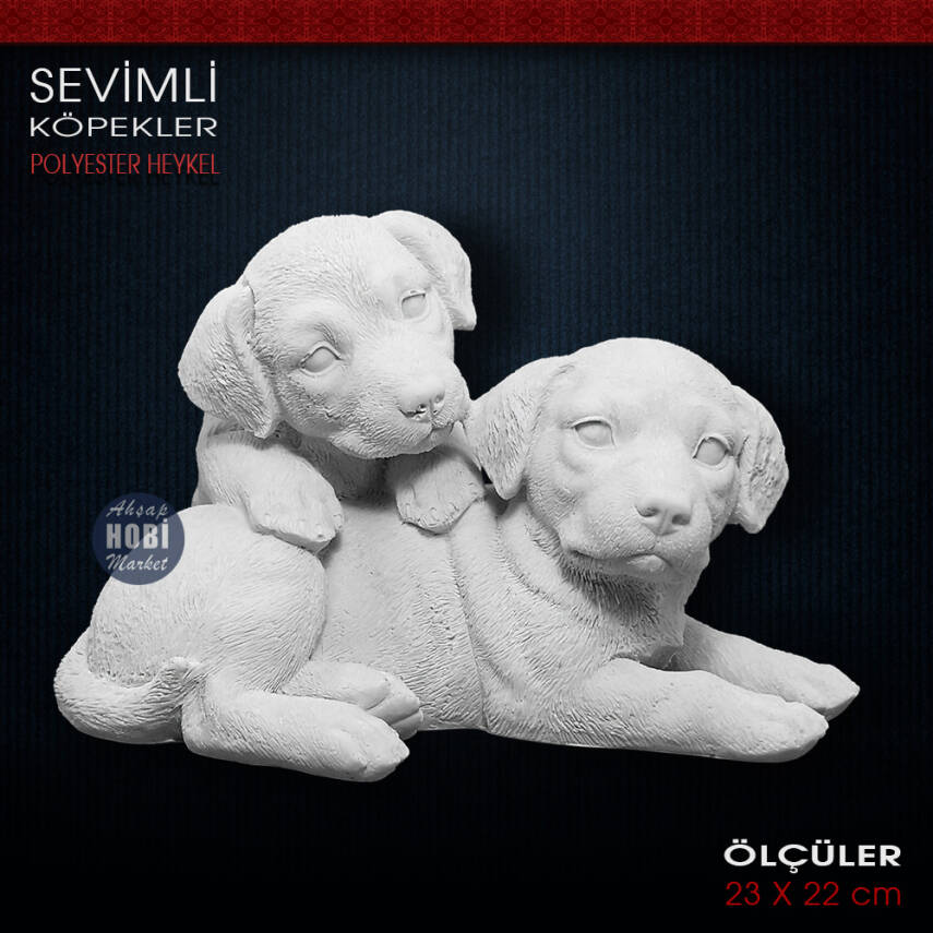 Sevimli Köpekler Biblo Heykel (23x22 cm) Ham Polyester - 1