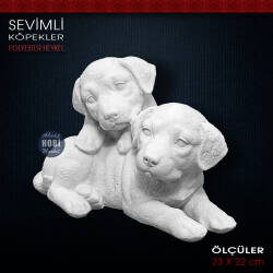 Sevimli Köpekler Biblo Heykel (23x22 cm) Ham Polyester - Tual Hobi Sanat (1)