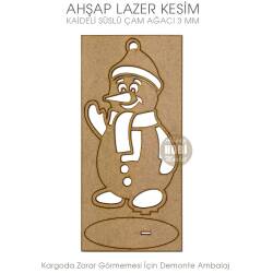 Sevimli Penguen Yılbaşı Süsü (18x11 cm) Ahşap Lazer Kesim - Tual Hobi Craft İst (1)