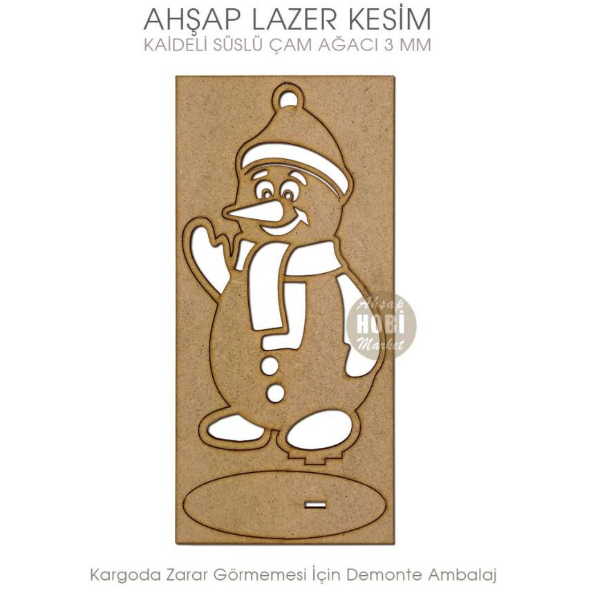Sevimli Penguen Yılbaşı Süsü (18x11 cm) Ahşap Lazer Kesim - 2