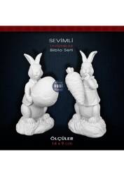 Sevimli Tavşanlar Biblo Seti (2 Parça) Ham Polyester - Tual Hobi Sanat