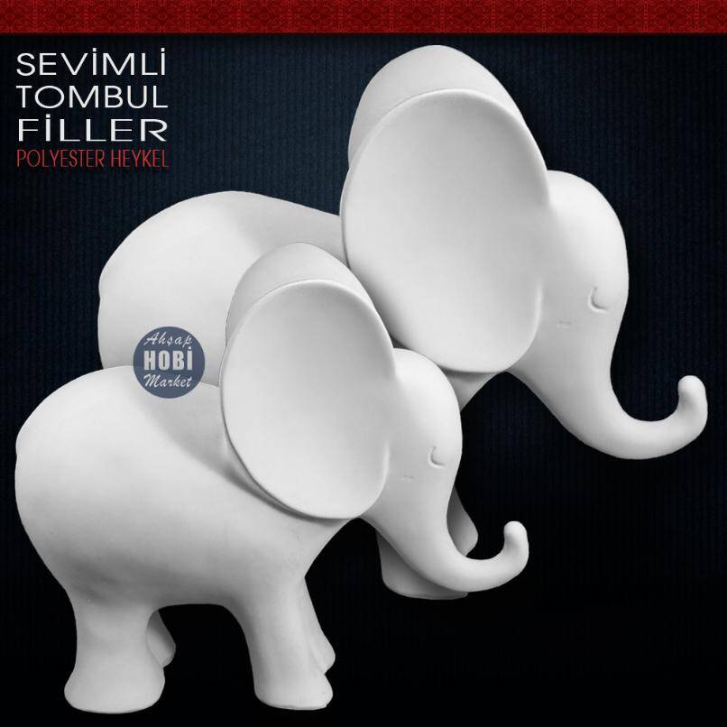 Sevimli Tombul Fil Heykeli Medium (22x19 cm) Ham Polyester - 2