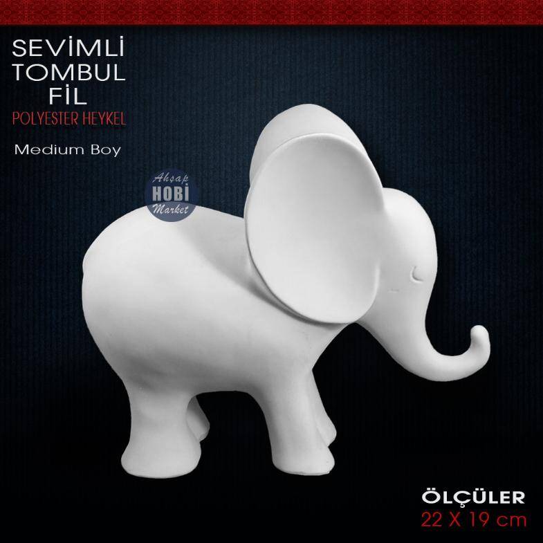 Sevimli Tombul Fil Heykeli Medium (22x19 cm) Ham Polyester - 1