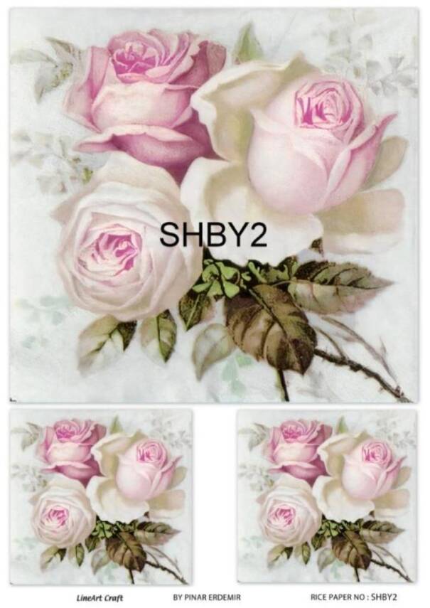 Shabby Chic Çiçek Desenli Pirinç Dekopaj Model : SHBY02 - 1