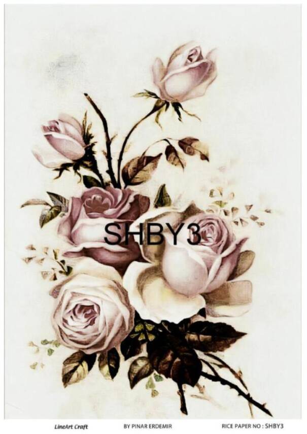 Shabby Chic Çiçek Desenli Pirinç Dekopaj Model : SHBY03 - 1