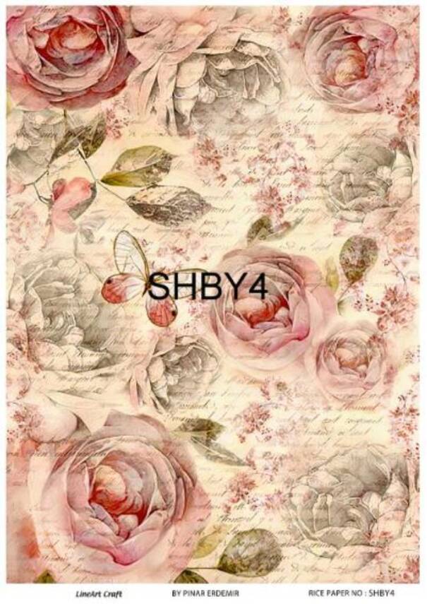 Shabby Chic Çiçek Desenli Pirinç Dekopaj Model : SHBY04 - 1