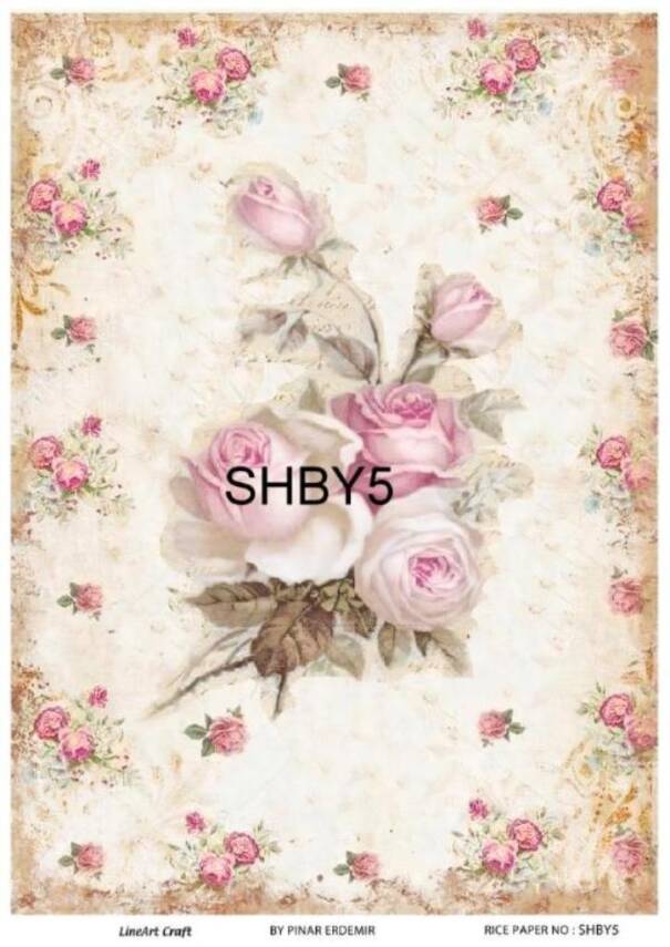 Shabby Chic Çiçek Desenli Pirinç Dekopaj Model : SHBY05 - 1