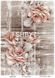 Shabby Chic Çiçek Desenli Pirinç Dekopaj Model : SHBY07 - Line Art