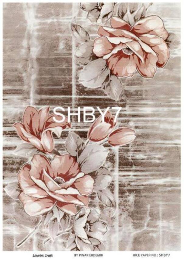 Shabby Chic Çiçek Desenli Pirinç Dekopaj Model : SHBY07 - 1