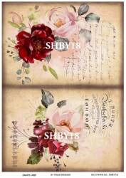 Shabby Chic Çiçek Desenli Pirinç Dekopaj Model : SHBY18 - Line Art