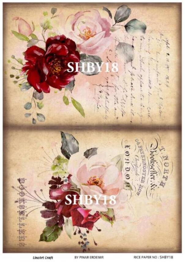 Shabby Chic Çiçek Desenli Pirinç Dekopaj Model : SHBY18 - 1