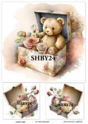 Shabby Chic Çiçek Desenli Pirinç Dekopaj Model : SHBY24 - Line Art