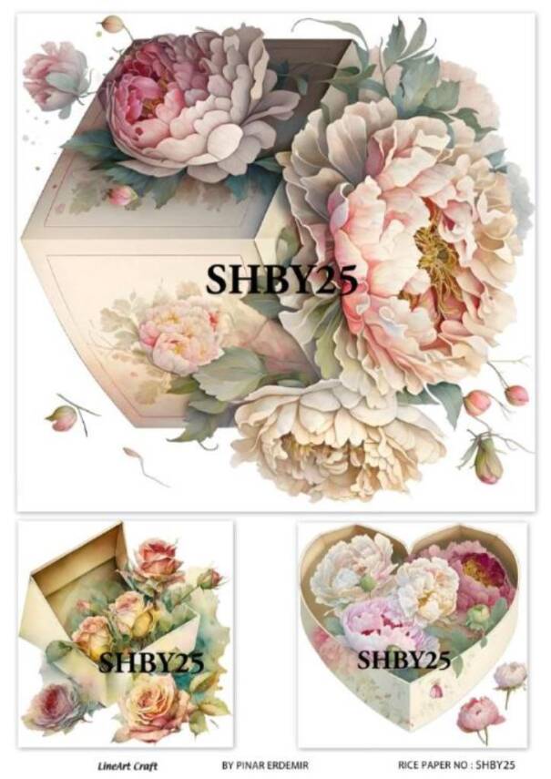 Shabby Chic Çiçek Desenli Pirinç Dekopaj Model : SHBY25 - 1