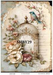 Shabby Chic Çiçek Desenli Pirinç Dekopaj Model : SHBY29 - Line Art