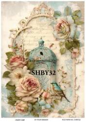 Shabby Chic Çiçek Desenli Pirinç Dekopaj Model : SHBY32 - Line Art