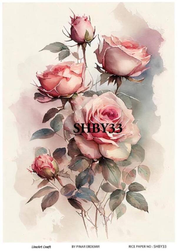 Shabby Chic Çiçek Desenli Pirinç Dekopaj Model : SHBY33 - 1