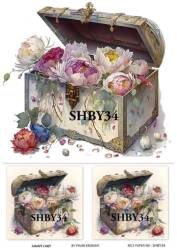 Shabby Chic Çiçek Desenli Pirinç Dekopaj Model : SHBY34 - Line Art