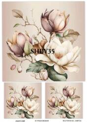 Shabby Chic Çiçek Desenli Pirinç Dekopaj Model : SHBY35 - Line Art