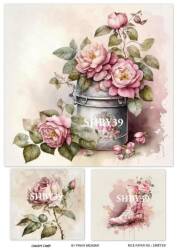 Shabby Chic Çiçek Desenli Pirinç Dekopaj Model : SHBY39 - Line Art