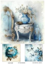 Shabby Chic Çiçek Desenli Pirinç Dekopaj Model : SHBY41 - Line Art