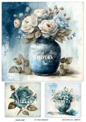 Shabby Chic Çiçek Desenli Pirinç Dekopaj Model : SHBY43 - Line Art