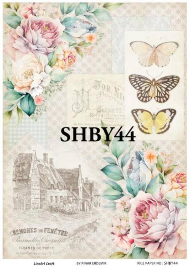 Shabby Chic Çiçek Desenli Pirinç Dekopaj Model : SHBY44 - 1