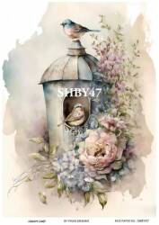 Shabby Chic Çiçek Desenli Pirinç Dekopaj Model : SHBY47 - Line Art