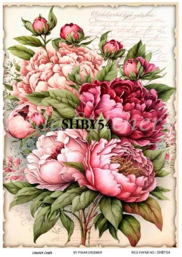 Shabby Chic Çiçek Desenli Pirinç Dekopaj Model : SHBY54 - 1