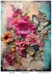 Shabby Chic Victoria Çiçek Desenli Pirinç Dekopaj Model : SHBYVIC02 - Line Art