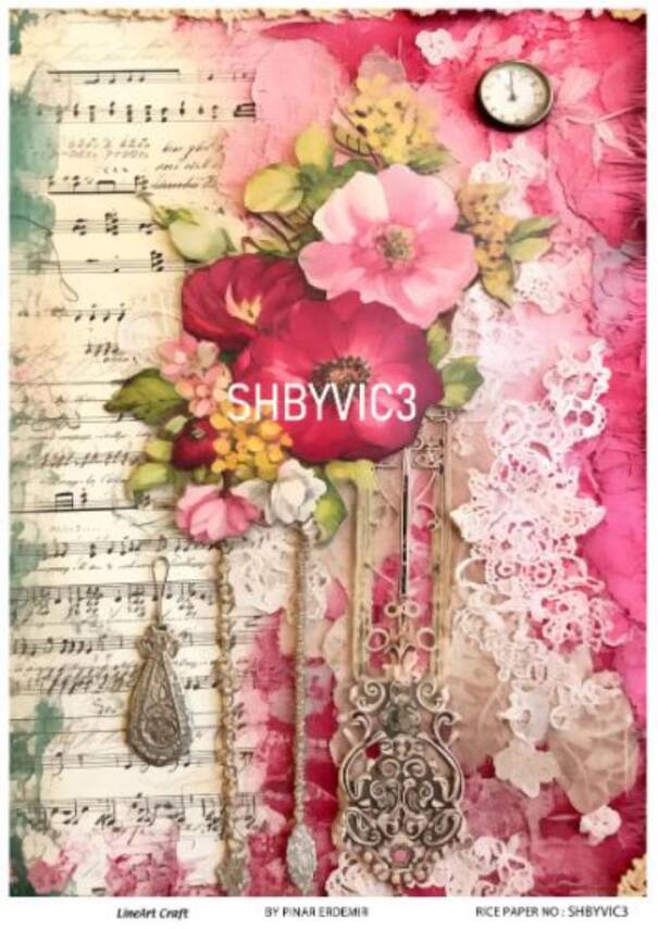 Shabby Chic Victoria Çiçek Desenli Pirinç Dekopaj Model : SHBYVIC03 - 1