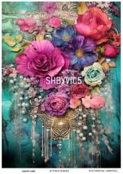 Shabby Chic Victoria Çiçek Desenli Pirinç Dekopaj Model : SHBYVIC05 - Line Art