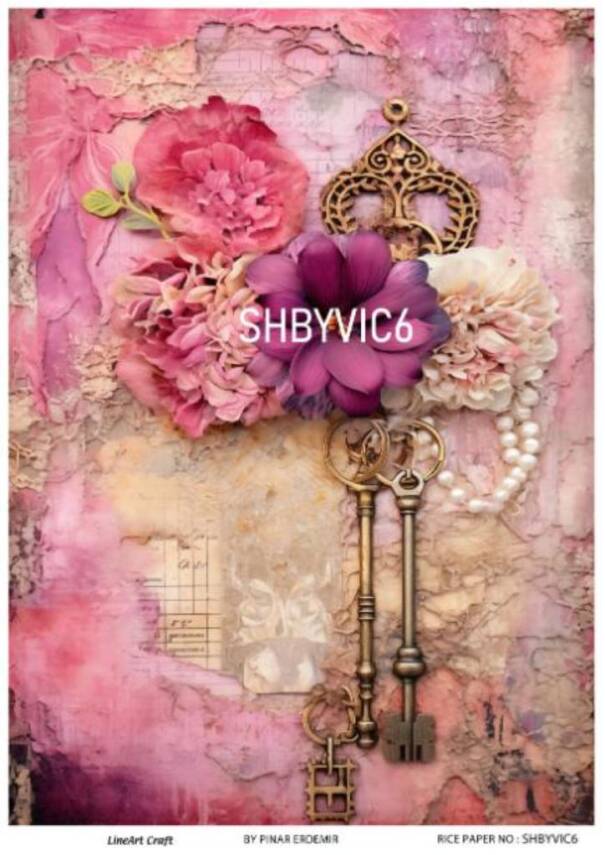 Shabby Chic Victoria Çiçek Desenli Pirinç Dekopaj Model : SHBYVIC06 - 1