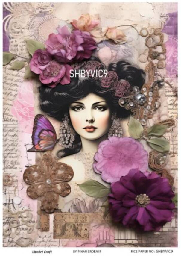 Shabby Chic Victoria Çiçek Desenli Pirinç Dekopaj Model : SHBYVIC09 - 1