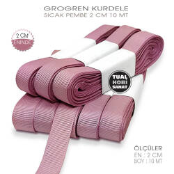 Sıcak Pembe Renkli Grogren Kurdele (Genişlik 2 cm) 10 Metre - Tual Hobi Sanat