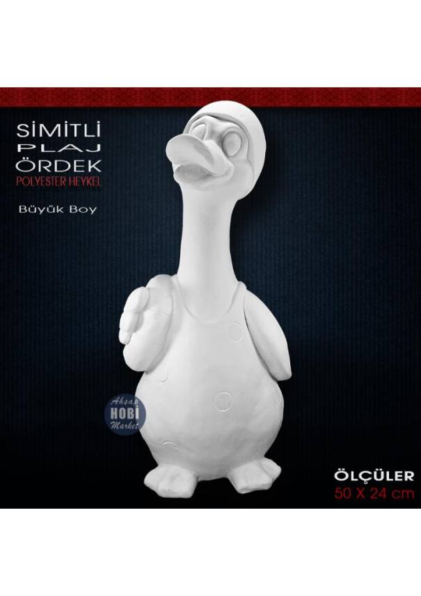 Simitli Plaj Ördek Heykeli Dev Boy (50x24 cm) Ham Polyester - 1
