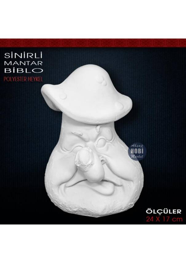 Sinirli Mantar Heykeli (24x17 cm) Ham Polyester - 1