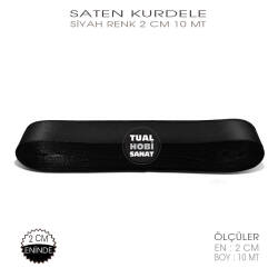 Siyah Renkli Saten Kurdele (Genişlik 2 cm) 10 Metre - Tual Hobi Sanat (1)