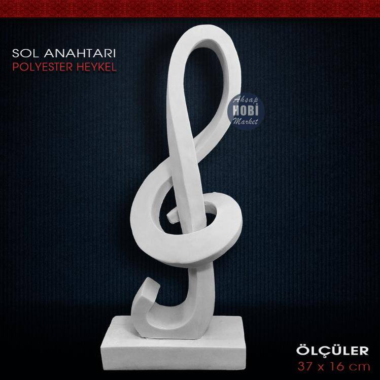 Sol Anahtarı Müzik Biblo Heykeli (37x16 cm) Ham Polyester - 1