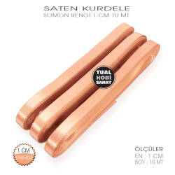 Somon Rengi Saten Kurdele (Genişlik 1 cm) 10 Metre - Tual Hobi Sanat