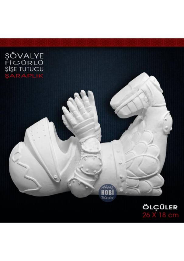 Şövalye Figürlü Şaraplık Şişe Tutucu (26x18 cm) Ham Polyester - 1