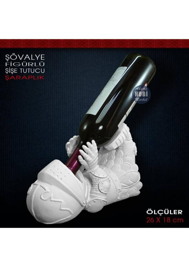Şövalye Figürlü Şaraplık Şişe Tutucu (26x18 cm) Ham Polyester - 2