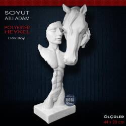 Soyut Atlı Adam Heykeli Dev Boy (44x20cm) Ham Polyester - Tual Hobi Sanat