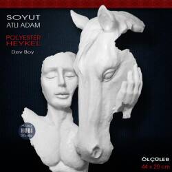 Soyut Atlı Adam Heykeli Dev Boy (44x20cm) Ham Polyester - 3