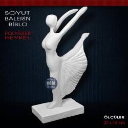 Soyut Balerin Biblo Heykeli (27x15 cm) Ham Polyester - Tual Hobi Sanat (1)