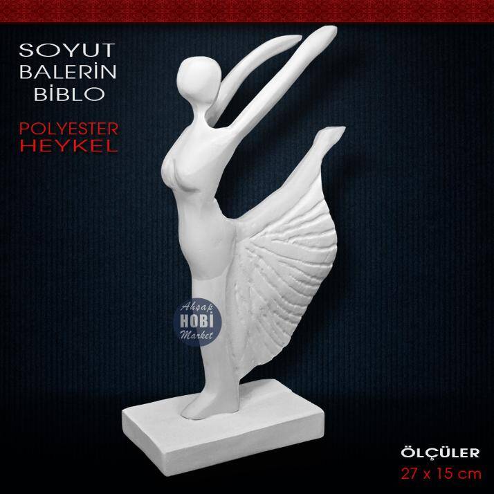 Soyut Balerin Biblo Heykeli (27x15 cm) Ham Polyester - 2